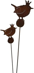 Gartenstecker Vogel Set aus Metall - Rost Optik - Zaunkönig