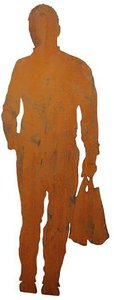 Rost Metall Gartenfigur - Mann mit Einkauf - Florian / nur Figur