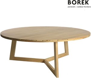 Low-Dining Holztisch von Borek für 6 Stühle - Gartentisch Limone