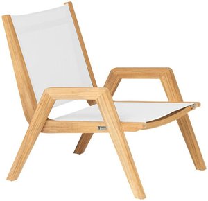Bequemer Lounge-Sessel aus Teakholz für den Garten - Harriett Loungechair / Weiß