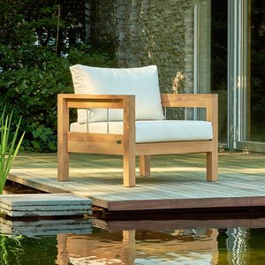 Nobeler Lounge-Sessel für den Garten aus Teakholz - Lucy Lounge-Sessel / Schwarz
