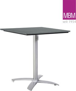 Quadratischer klappbarer Bistrotisch aus Aluminium und Resysta - MBM - Bistro-Tisch Victory / Tischplatte Stone Grey