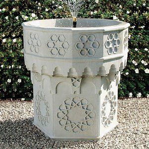 Stein Gartenbrunnen mit Pumpe - Andalucia / Portland weiß