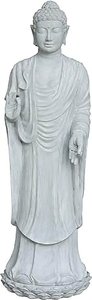 Stehende Buddha Gartenfigur aus Polystone in grau - Seborga