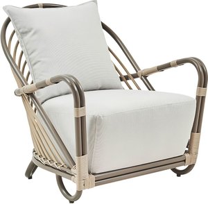 Pflegeleichter moccafarbener Outdoor Sessel aus Aluminium - Loungesessel Blenda / Michelangelo Dark Blue