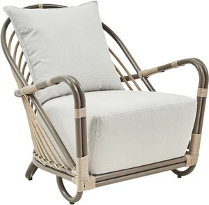 Pflegeleichter moccafarbener Outdoor Sessel aus Aluminium - Loungesessel Blenda / White