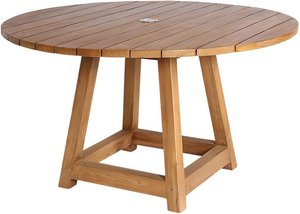 Runder Teak Holztisch für den Garten mit Schirmloch - Holztisch Elvina / 120cm