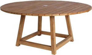 Runder Teak Holztisch für den Garten mit Schirmloch - Holztisch Elvina / 160cm