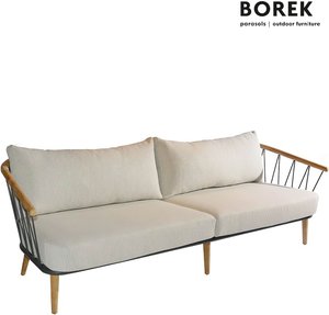 4-Sitzer Gartensofa von Borek aus Stahl und Teakholz mit Polstern - Coimbra Gartensofa / ohne Schutzhülle