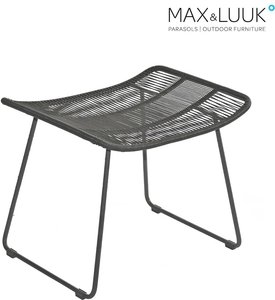 Dunkler Fußhocker mit geflochtener Liegefläche von Max & Luuk - Kim Fußhocker / mit Sitzkissen in ash