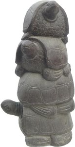 Vier aufeinander hockende Schildkröten als Steinguss Gartenskulptur - Nadya
