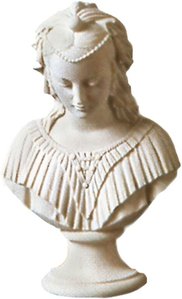 Frauenbüste mit Perlen-Kopfkette aus Steinguss zur Gartendekoration - Orisa / Antikgrau