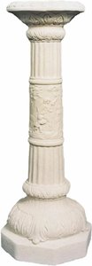 Detailreiche Steinguss Säule auf kuppelartigem Sockel zur Gartendekoration - Insika / Portland weiß
