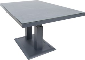 Höhenverstellbarer 140cm Ess- und Loungetisch aus Alu und Glaskeramik - Lomana