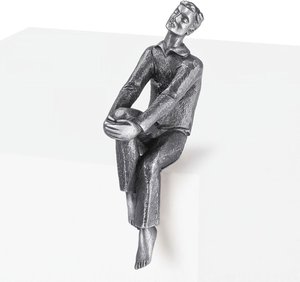 Sitzende Gartendekoration - Junge aus Bronze oder Aluminium - Puer / Aluminium