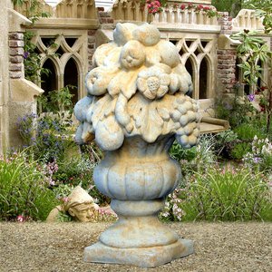 Großer Obstkorb Gartenfigur - Florenz / Sand
