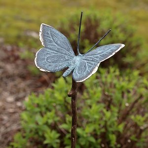 Gartenstecker mit lebensgroßem Schmetterling aus Bronze - Schmetterling Gru