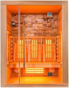 Luxus Infrarotkabine mit Natursteinwand und LED-Sternenhimmel für daheim - Mena / für 3 Personen