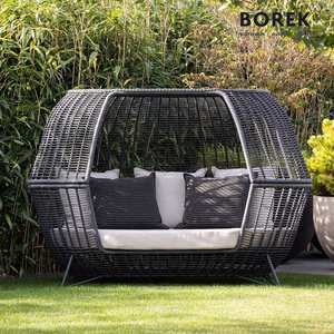 Großes Borek Tagesbett aus Aluminium und Ardenza mit Dach - Nido Gartenbett