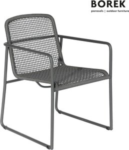 Dunkelgrauer Borek Outdoor Stuhl aus Aluminium mit Armlehnen - Mira Stuhl / ohne Sitzkissen