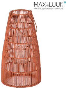 Orange Gartenlaterne aus Aluminium und Geflecht mit Kerzenhalter aus Glas - Max & Luuk - Mace Laterne / 66x36cm (HxDm)