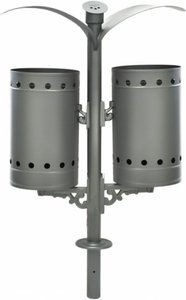Doppelter Abfallbehälter mit Schutzdach für Draußen aus Metall - Fjola / Schwarz / mit Aschenbecher