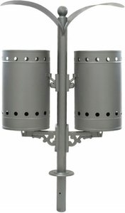 Doppelter Abfallbehälter mit Schutzdach für Draußen aus Metall - Fjola / Schwarz / ohne Aschenbecher