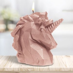 Pferdekopf Figur im modernen Design - Einhorn Kerze vegan - Simera / Rosa