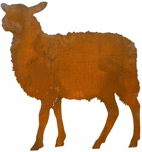 Rostfigur Schaf in Lebensgröße als Gartenfigur - Schaf Gudrun
