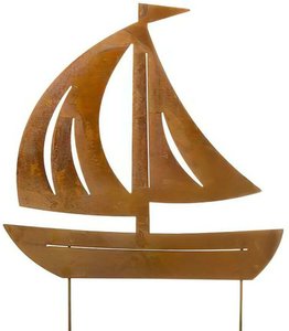 Segelboot Gartenplastik aus Eisen als Gartenstecker - Segelboot Kre