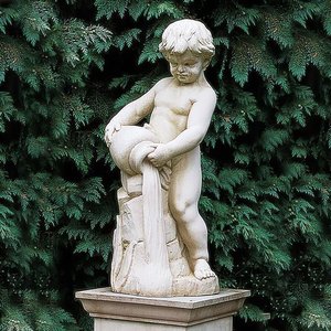 Gartenfigur mit Putte aus Stein - Elementum Aqua / Terrakotta
