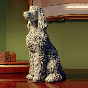 Sitzender Pudel - Hunde Gartenskulptur aus Steinguss - Loris / Weiß