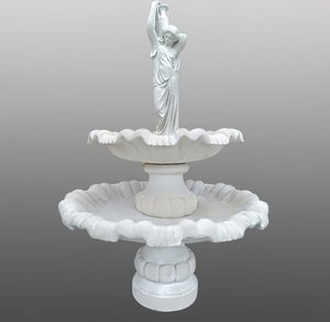 Steinguss Gartenbrunnen mit 2 Kaskaden - Frau mit Wasser Krug - Bettina / Tyrolia