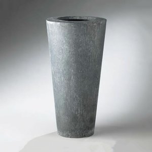 Hohe Bodenvase aus Stahl oder Cortenstahl - rund & modern - Nobeles Grana / 40x33cm (HxDm) / Stahl galvanisiert