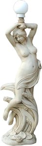Steinguss Dekoskulptur - Frauen Aktfigur mit Gartenleuchte - Anastasia / Etna