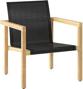 Moderner Outdoor Lounge Sessel aus Teak - Ethan Loungechair / Schwarz / mit Fußbank