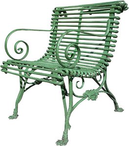 Schmiedeeisen Garten Stuhl mit Armlehne antik - Coralie / grün