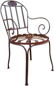 Garten Stuhl aus Schmiedeeisen im antik Design - Flavienne / weiß