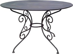 Runder Garten Tisch aus Metall antik Design - Urbain / weiß