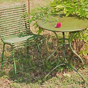 Antik Gartenmöbel Sitzgruppe aus Schmiedeeisen - Thierry / grün