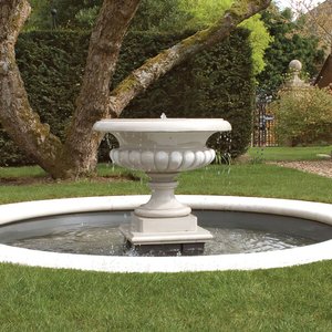Gartenbrunnen Komplettset Springbrunnen - Toratio Fontani / Portland weiß / flacher Beckeneinsatz