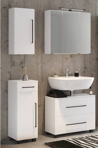 Badezimmer Möbel Set 4-teilig weiß MANLY-03 inkl. 70cm LED-Spiegelschrank