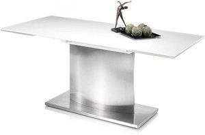 Esstisch ausziehbar KAPRUN-119 Tischplatte mit super white Glas, BxHxT: ca. 180-260x76x90 cm