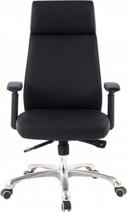 Chefsessel Drehstuhl ergonomisch mit Wippfunktion, Echt-Leder schwarz B/H/T ca. 67,5/117,5/57cm