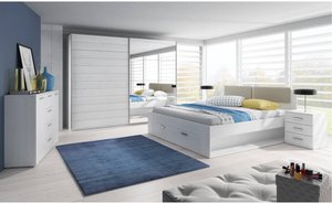 Schlafzimmer Set GRAZ-83 in Abisko Eiche Nb. mit Doppelbett Liegefläche 180/200 cm
