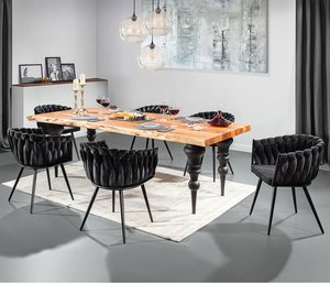 Esszimmer Sitzgruppe 240 cm Massivholz Esstisch mit 6 Stühlen TARRAS-123 modernes Design