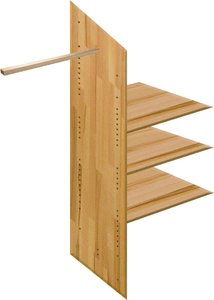 Massivholz Trennwand für 2 türigen Kleiderschrank NORDDEICH-137 in Wildeiche massiv, B/H/T: ca. 92/150/55 cm