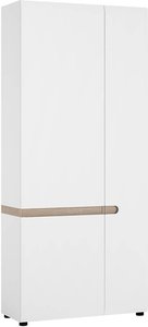 Kleiderschrank 2-türig mit ausziehbarer Kleiderstange LEGNICA-129 in weiß Hochglanz mit Trüffel Eiche Nb., B/H/T ca. 85/194,5/37 cm