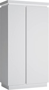 Kleiderschrank 2-türig mit Beleuchtung in weiß Hochglanz LYNDHURST-129, B/H/T ca. 103,5/198,5/56 cm