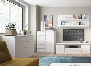 Wohnmöbel Set mit Wohnwand und Sideboard in weiß FORTALEZA-129